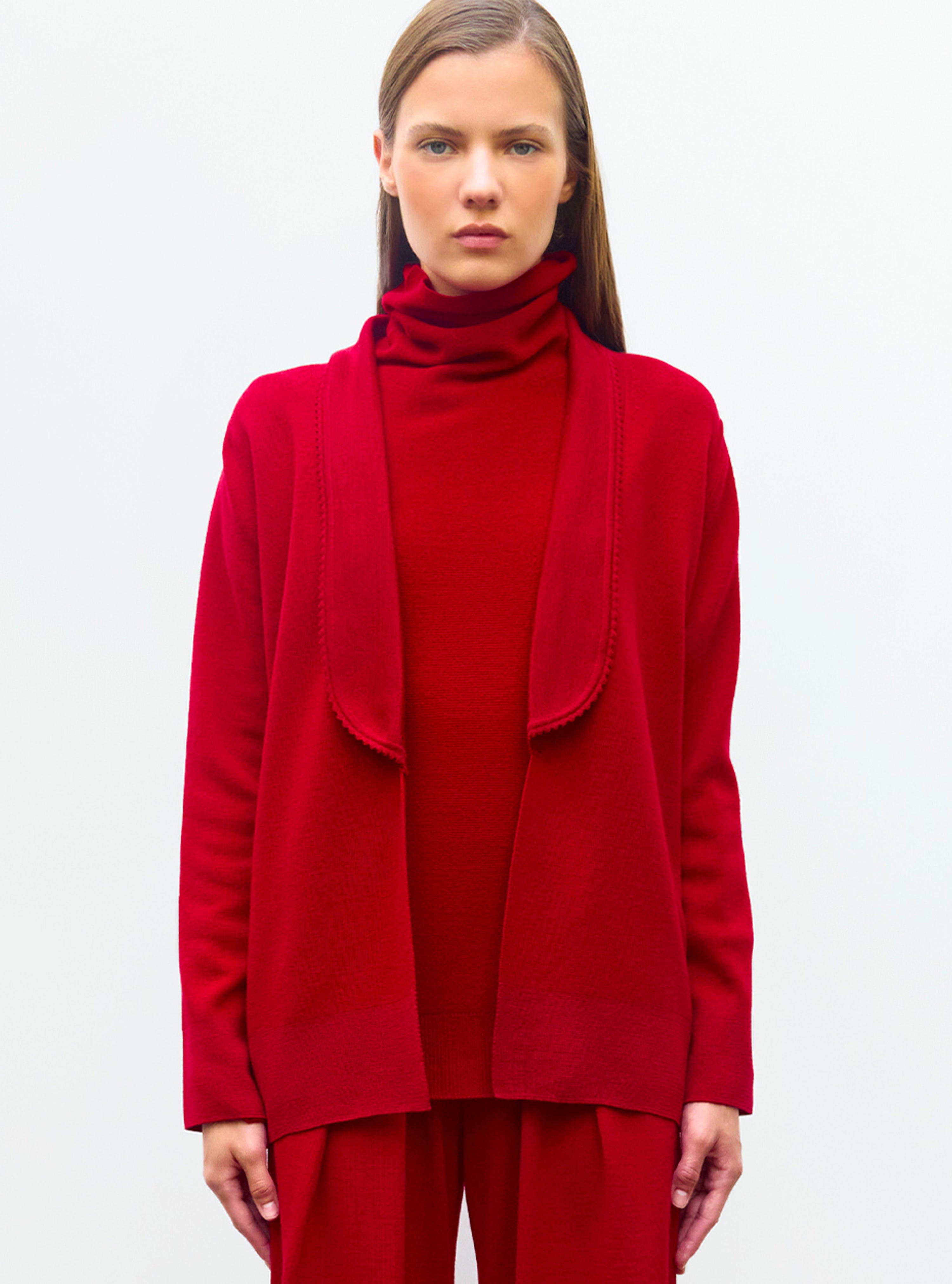 Veste maille mini croquet Rouge Vernis - Vêtement en maille de luxe Molli