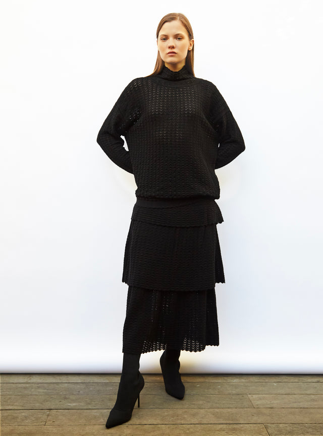 pointelle knit skirt with flounces - Image principale