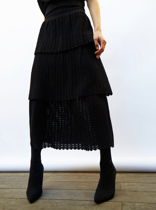 pointelle knit skirt with flounces - Image principale