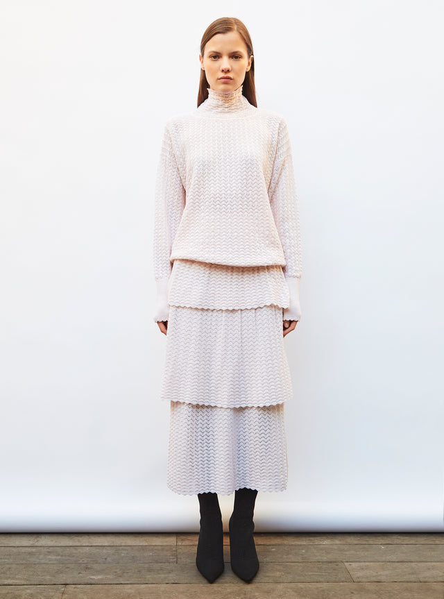 pointelle knit skirt with flounces - Image principale