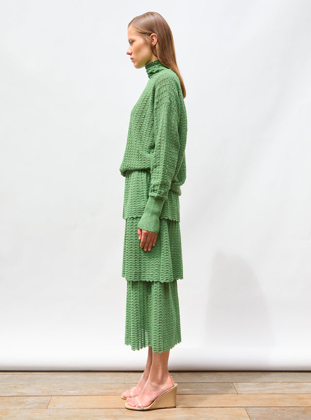 pointelle knit skirt with flounces - Image principale