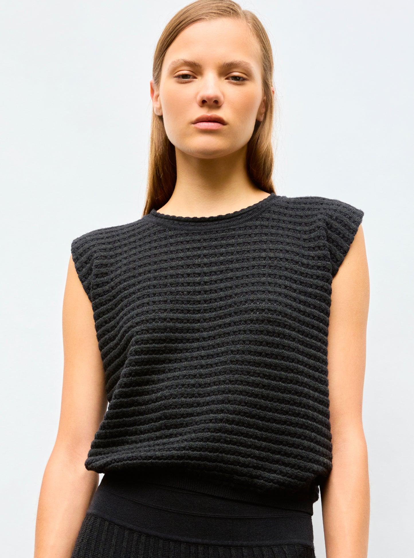 Top maille bijou Noir Profond - Tops de luxe