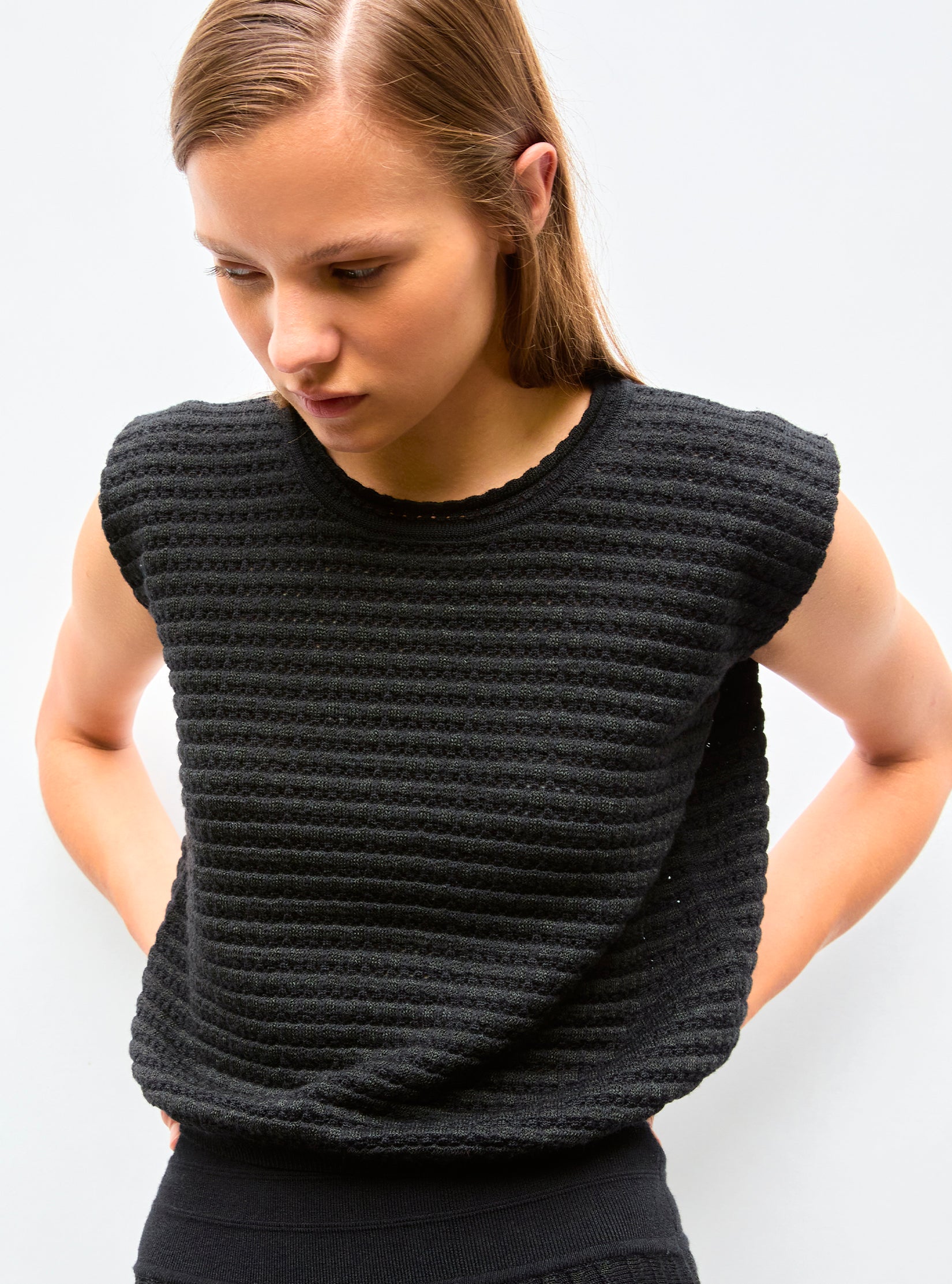 Top maille bijou Noir Profond - Tops de luxe