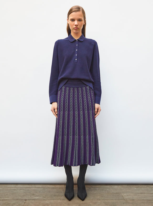 fluid skirt in herringbone knit - Image principale