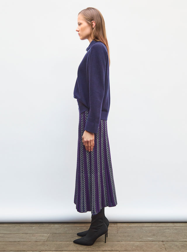 fluid skirt in herringbone knit - Image principale
