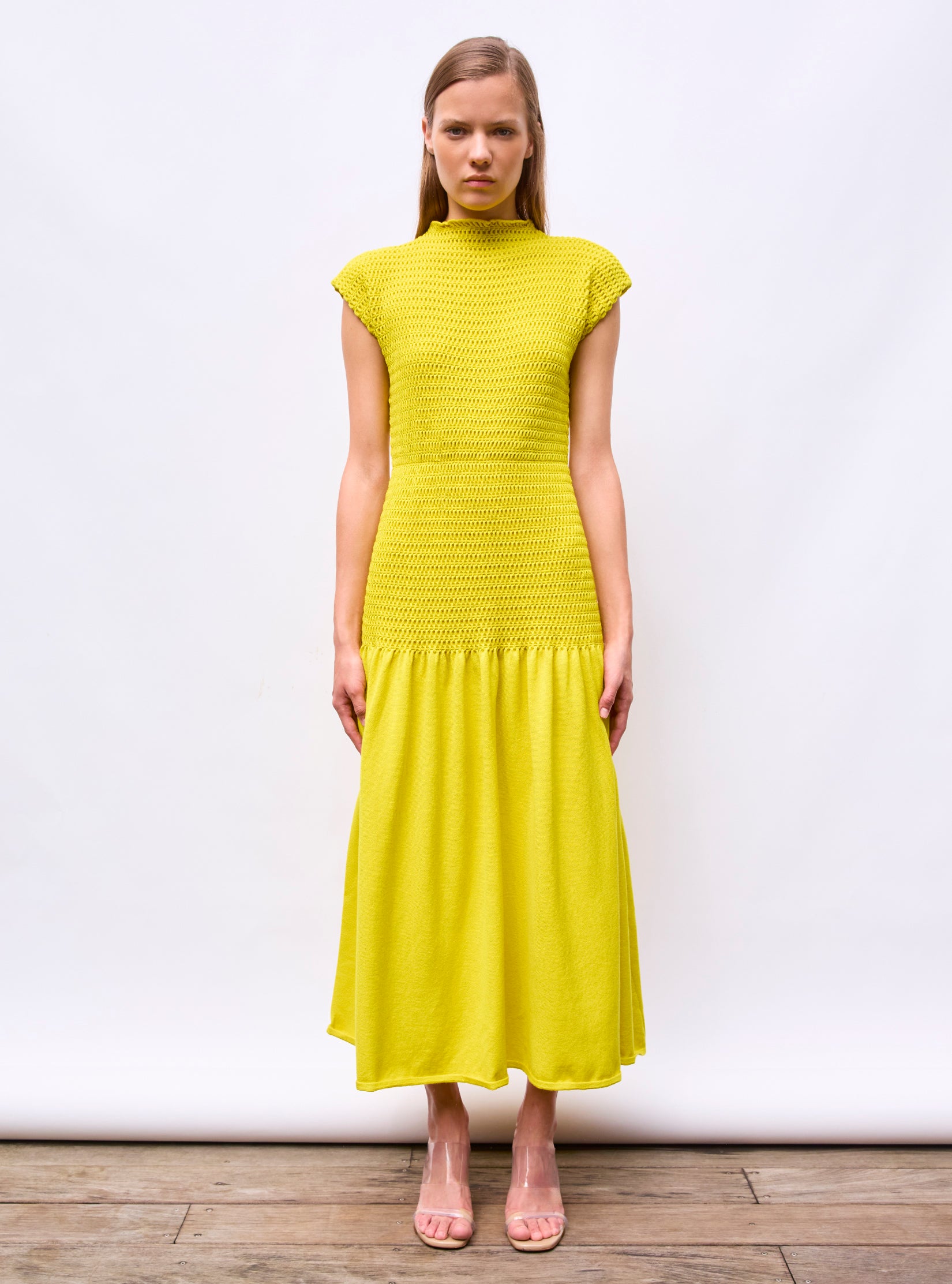 long dress in smocked knit mimosa | Molli long dress in smocked knit mimosa | Molli