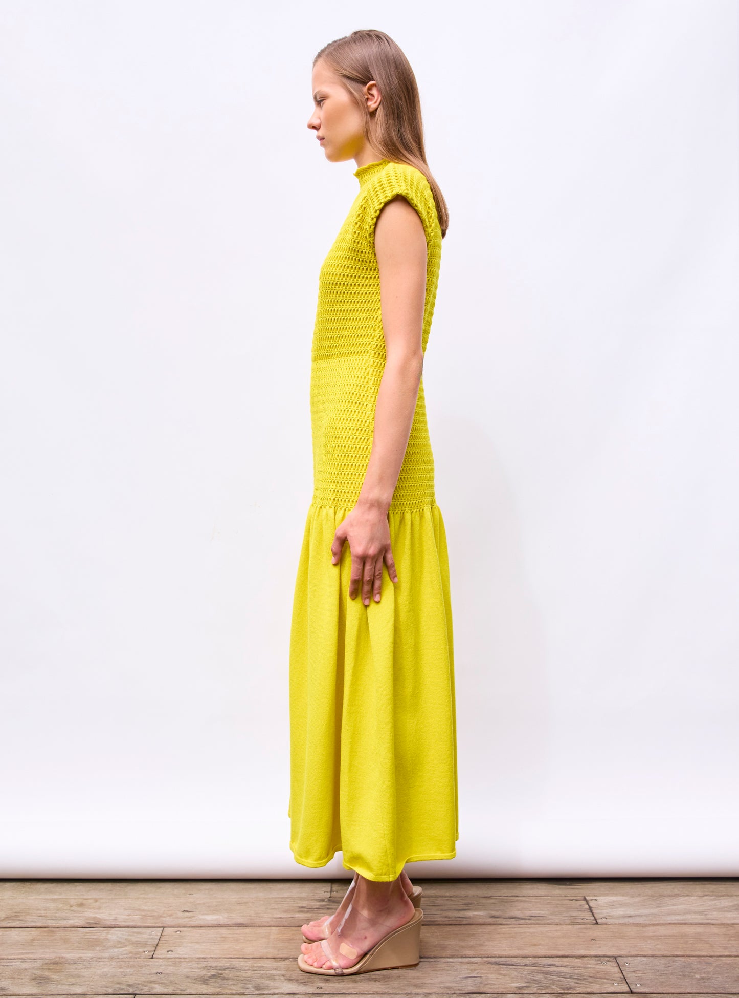 Robes de luxe femme - Robe longue maille smockée Mimosa