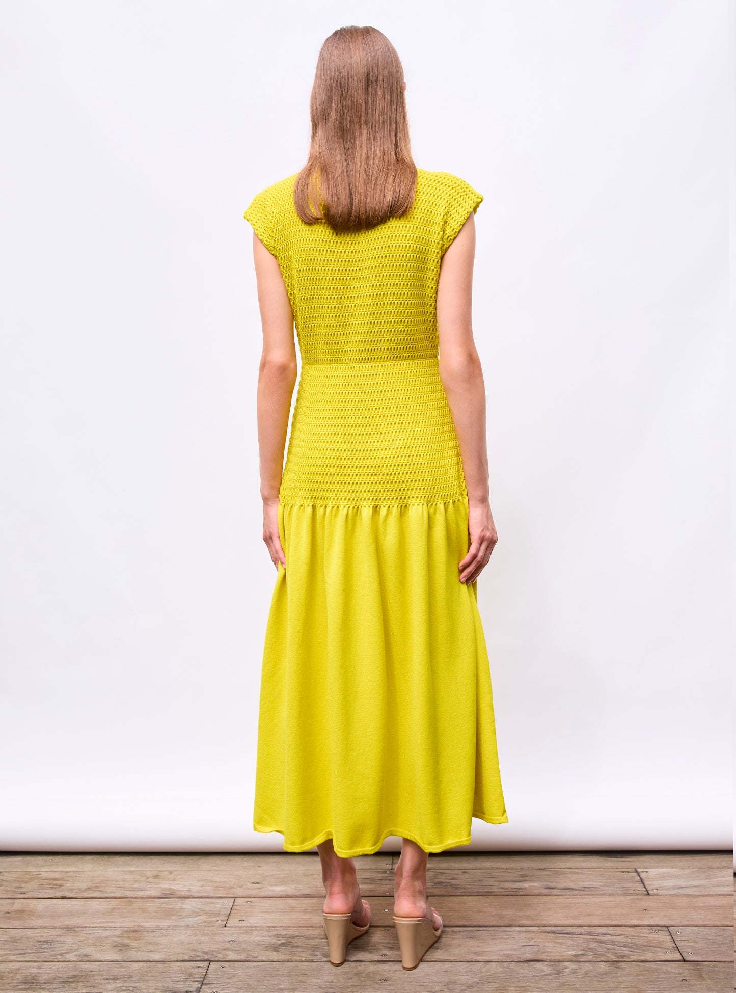 Robe longue maille smockée Mimosa - Robes de luxe