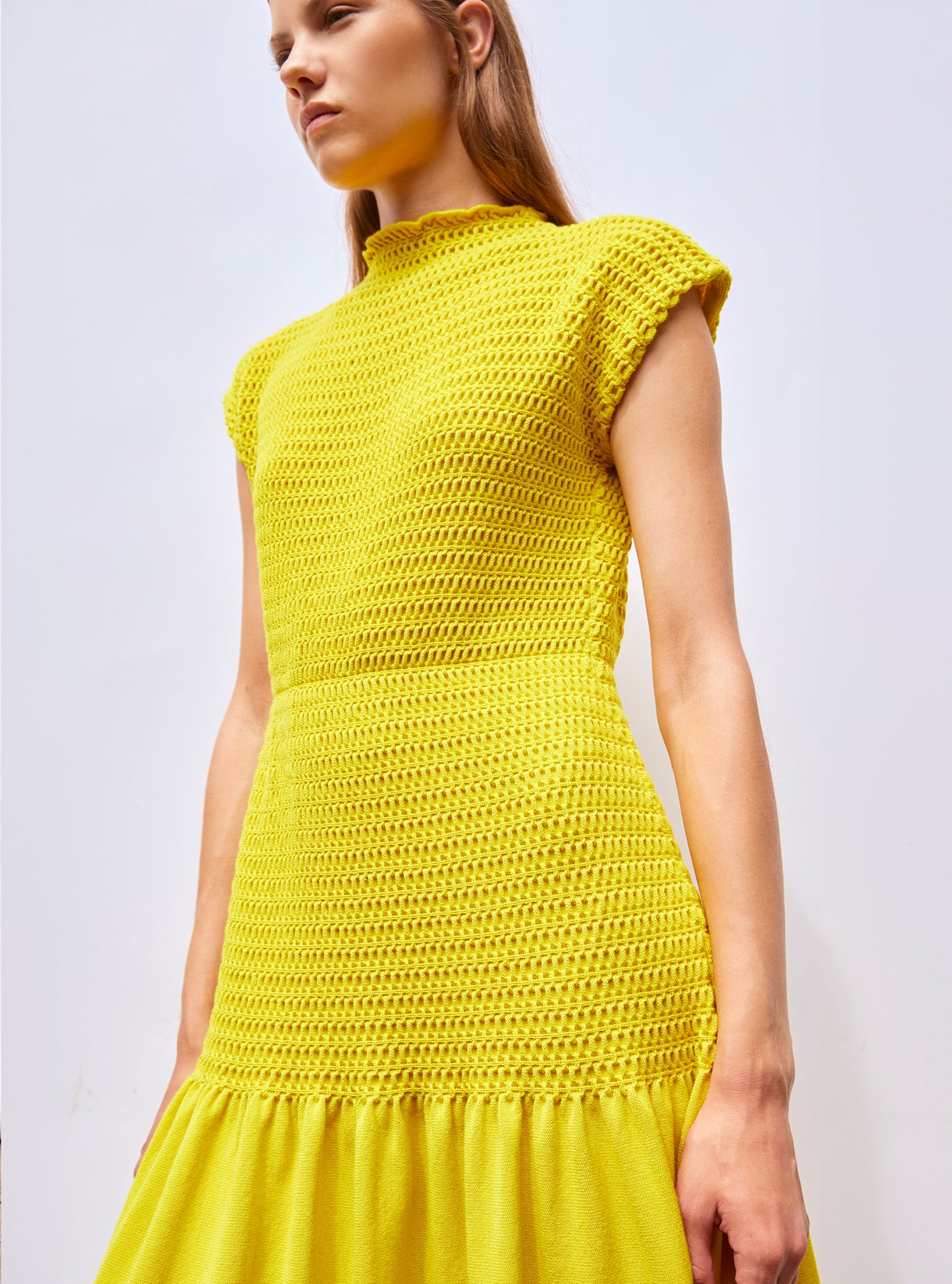 Robe longue maille smockée Mimosa - Vêtement de luxe femme