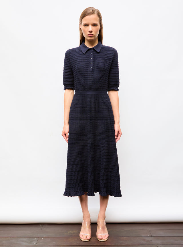long dress in origami knit - Image principale