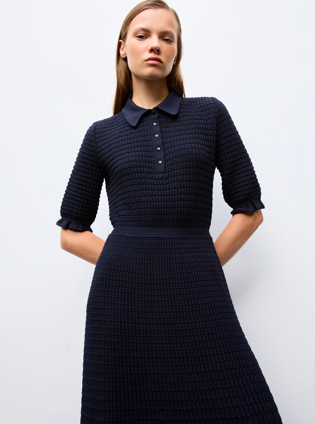 long dress in origami knit - Image principale