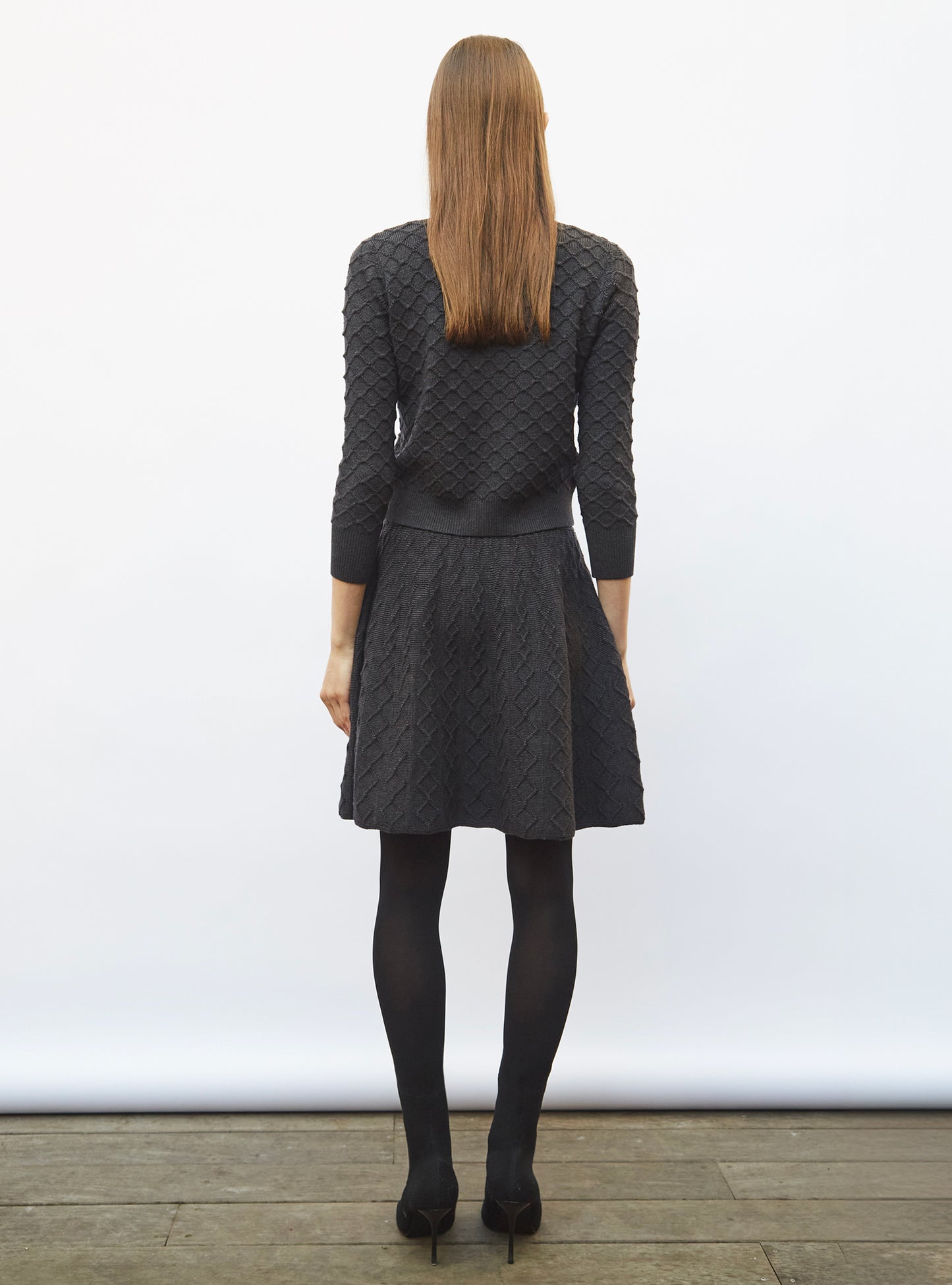 Cardigan en maille boutis Anthracite - Vêtement de luxe femme