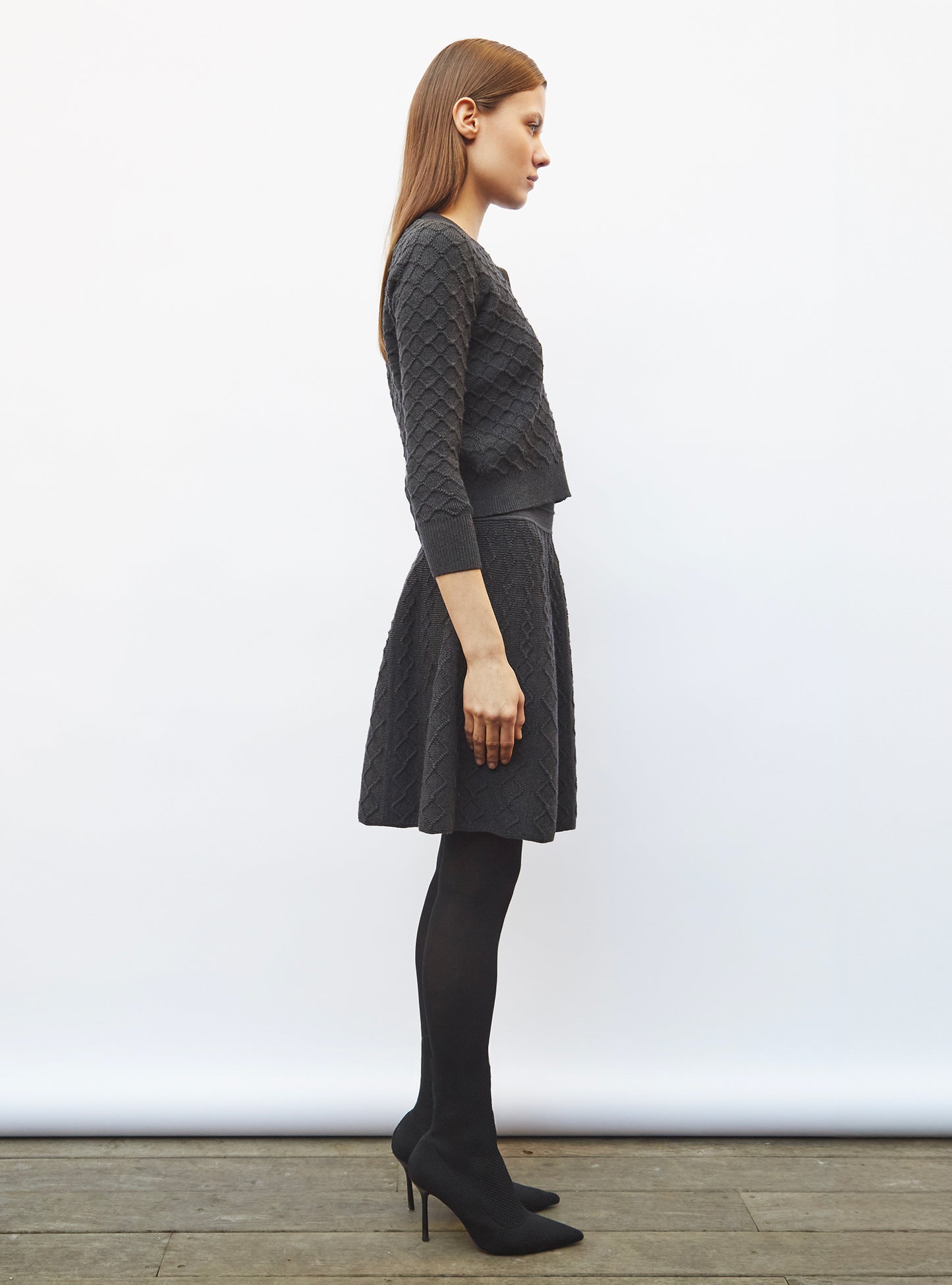 Cardigan en maille boutis Anthracite - Cardigans de luxe