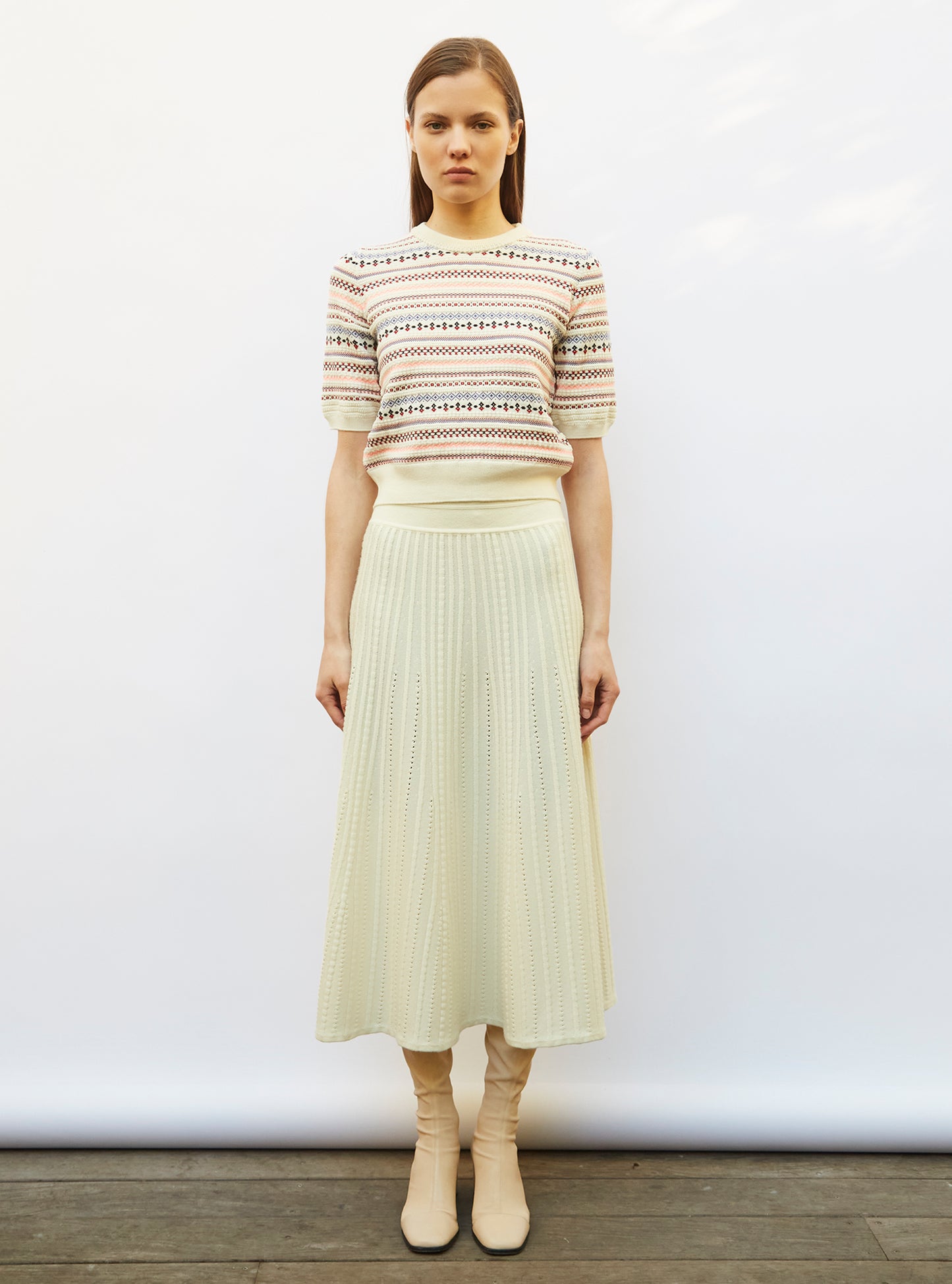 Tops de luxe femme - Top motifs mini fair isle Naturel Multi