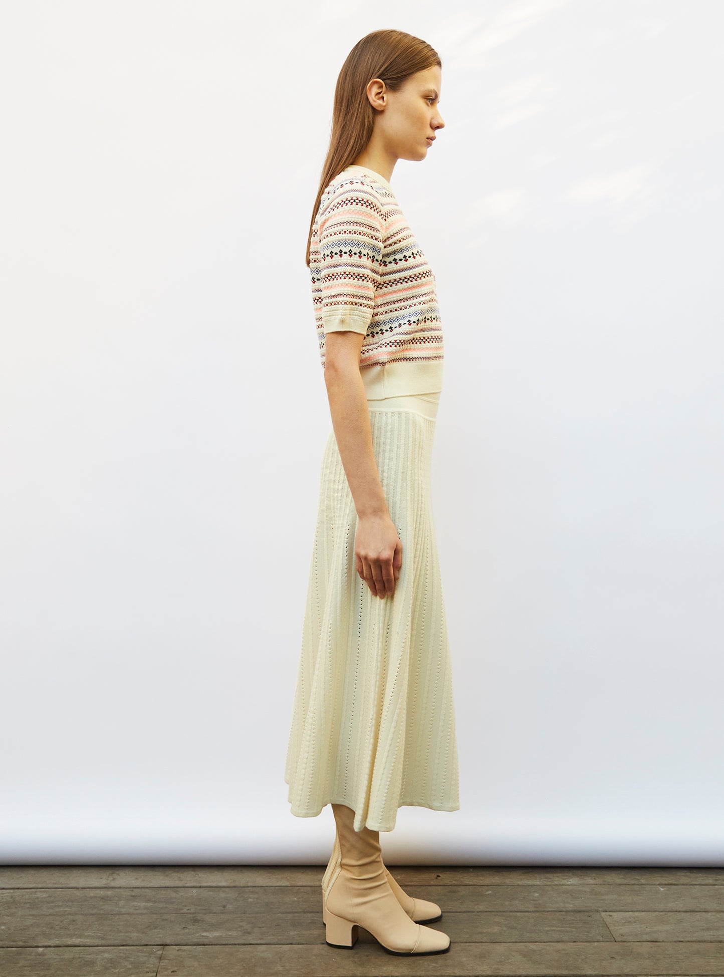 Top motifs mini fair isle Naturel Multi - Tops de luxe
