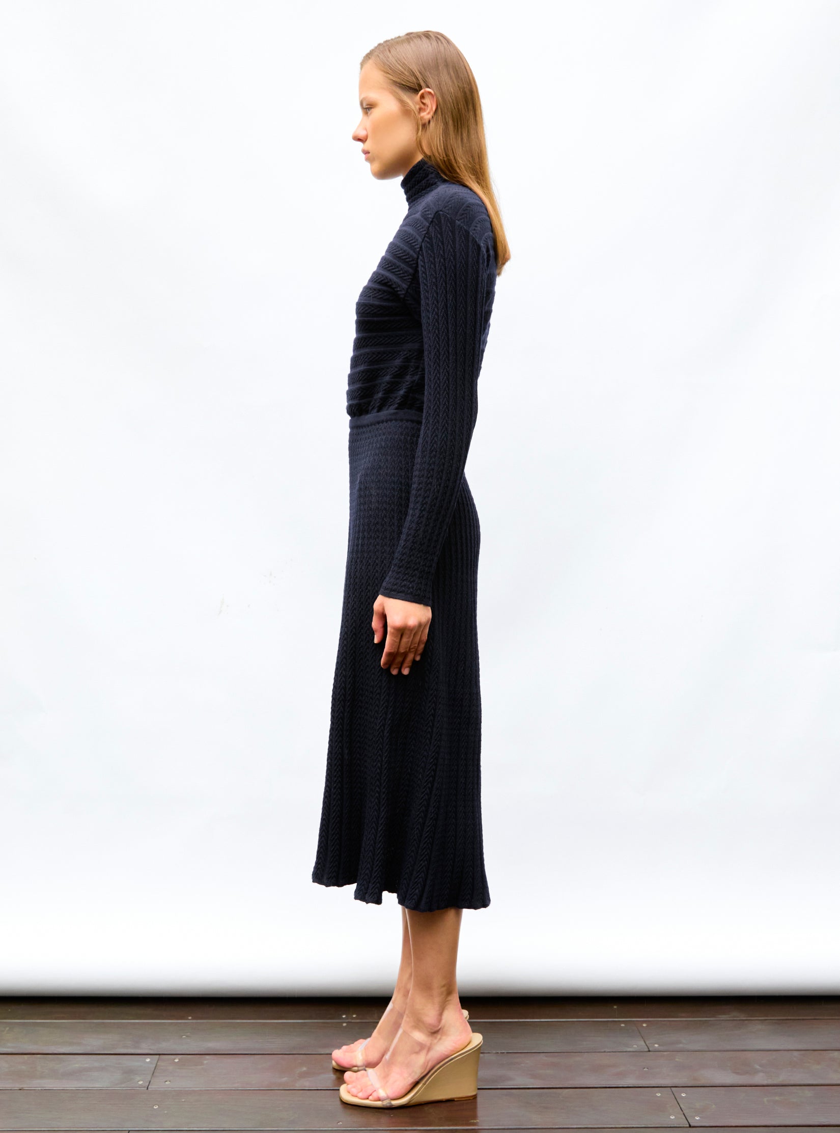 Robe longue en maille plissée Nuit - Robe de luxe