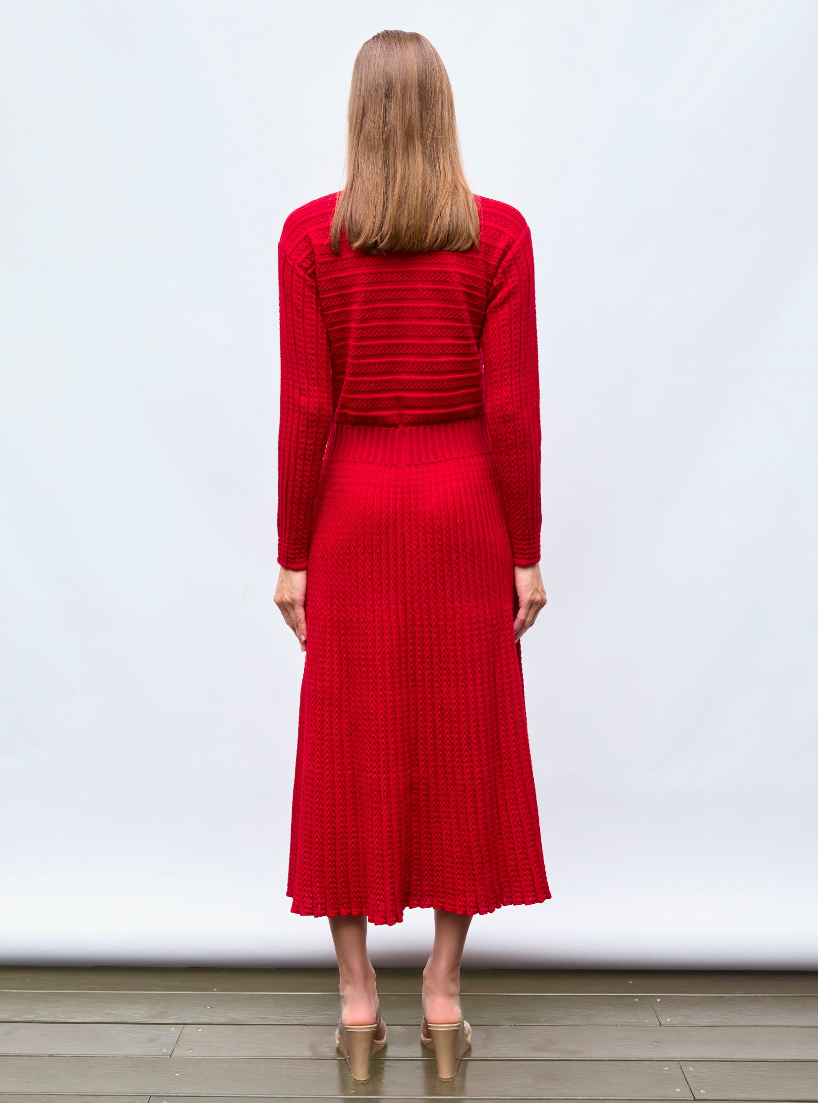 Robe longue en maille plissée - Robes de luxe