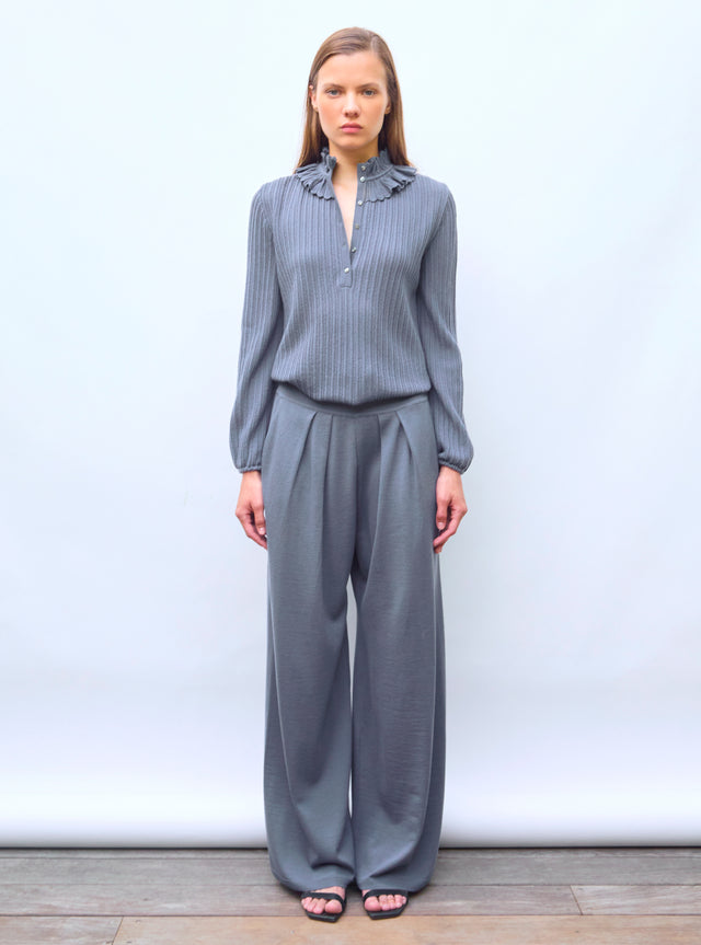 Blouse in mini herringbone knit - Image principale