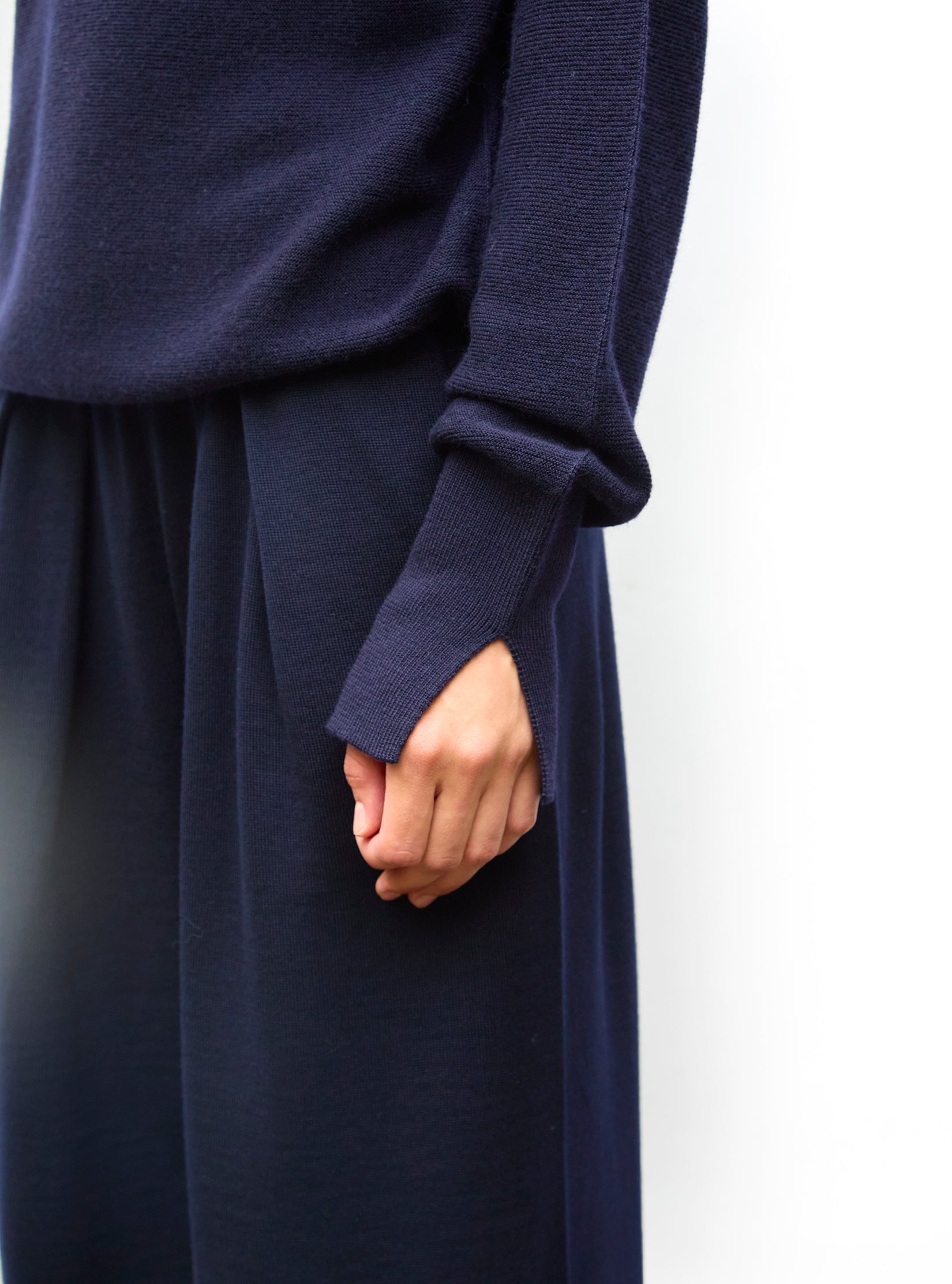 Top fin maille point mousse col montant Indigo - Molli