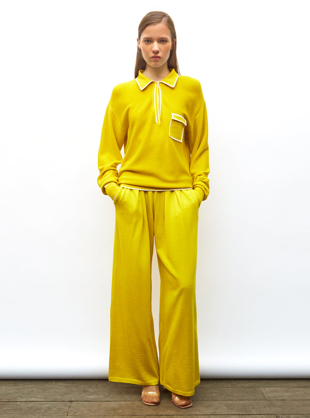 knit shirt with band-trimmed collar - Image principale