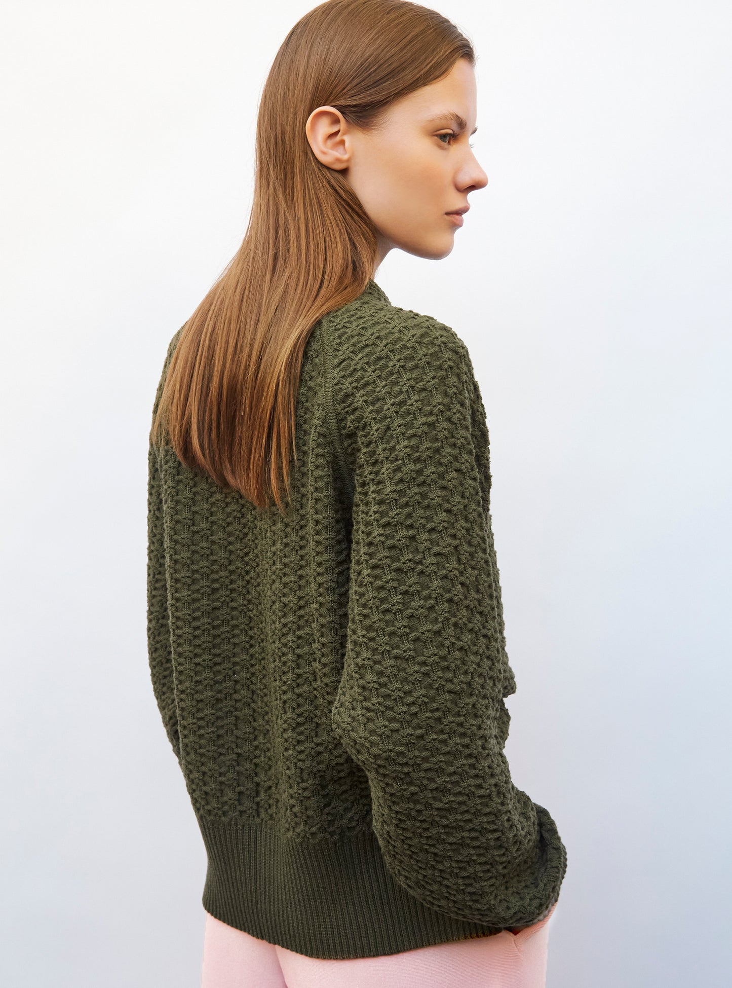 Pull loose maille entrelacée Rose Ballet - Molli