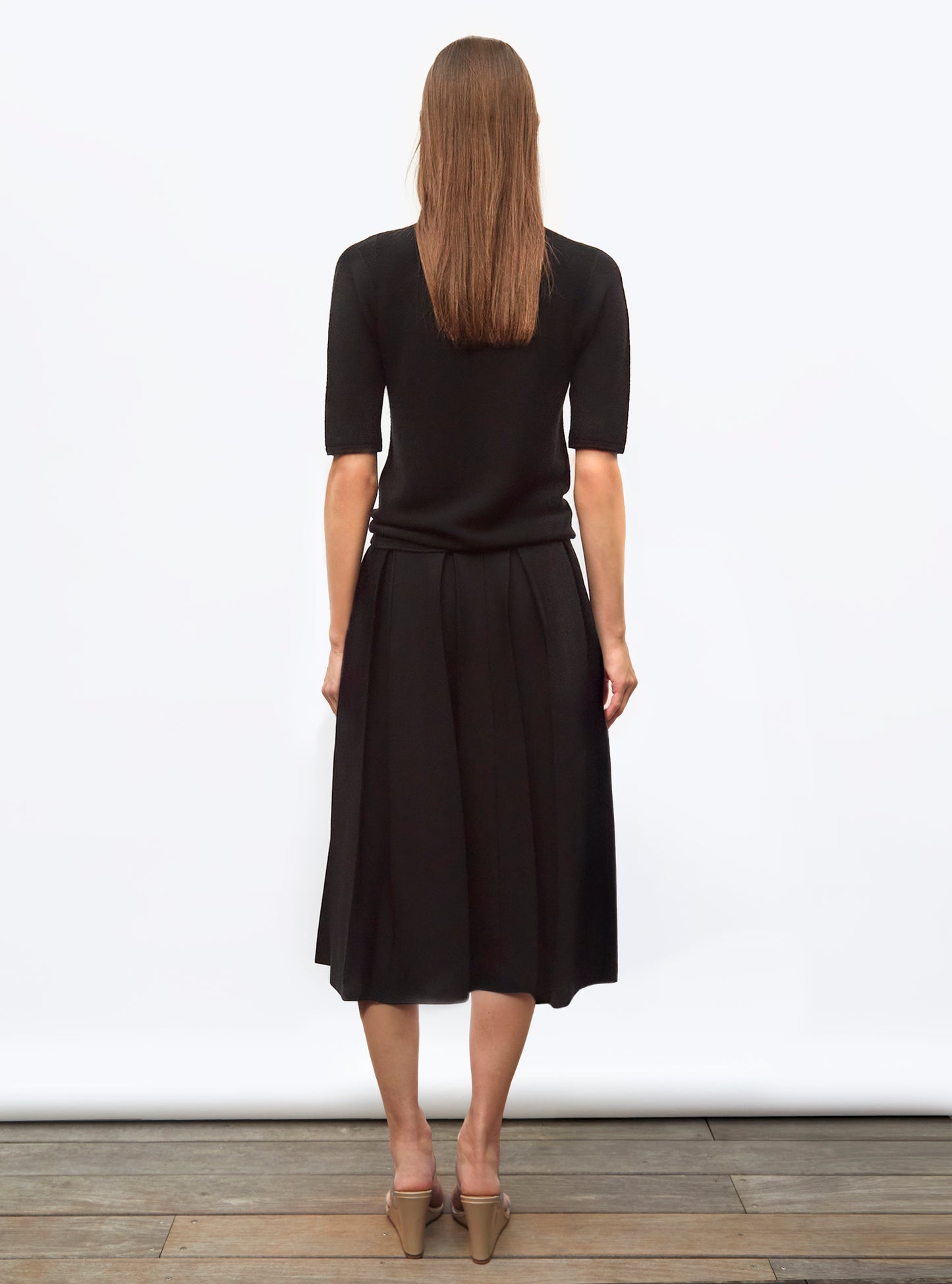 Tops de luxe femme - Top fin petit col montant Molli noir profond