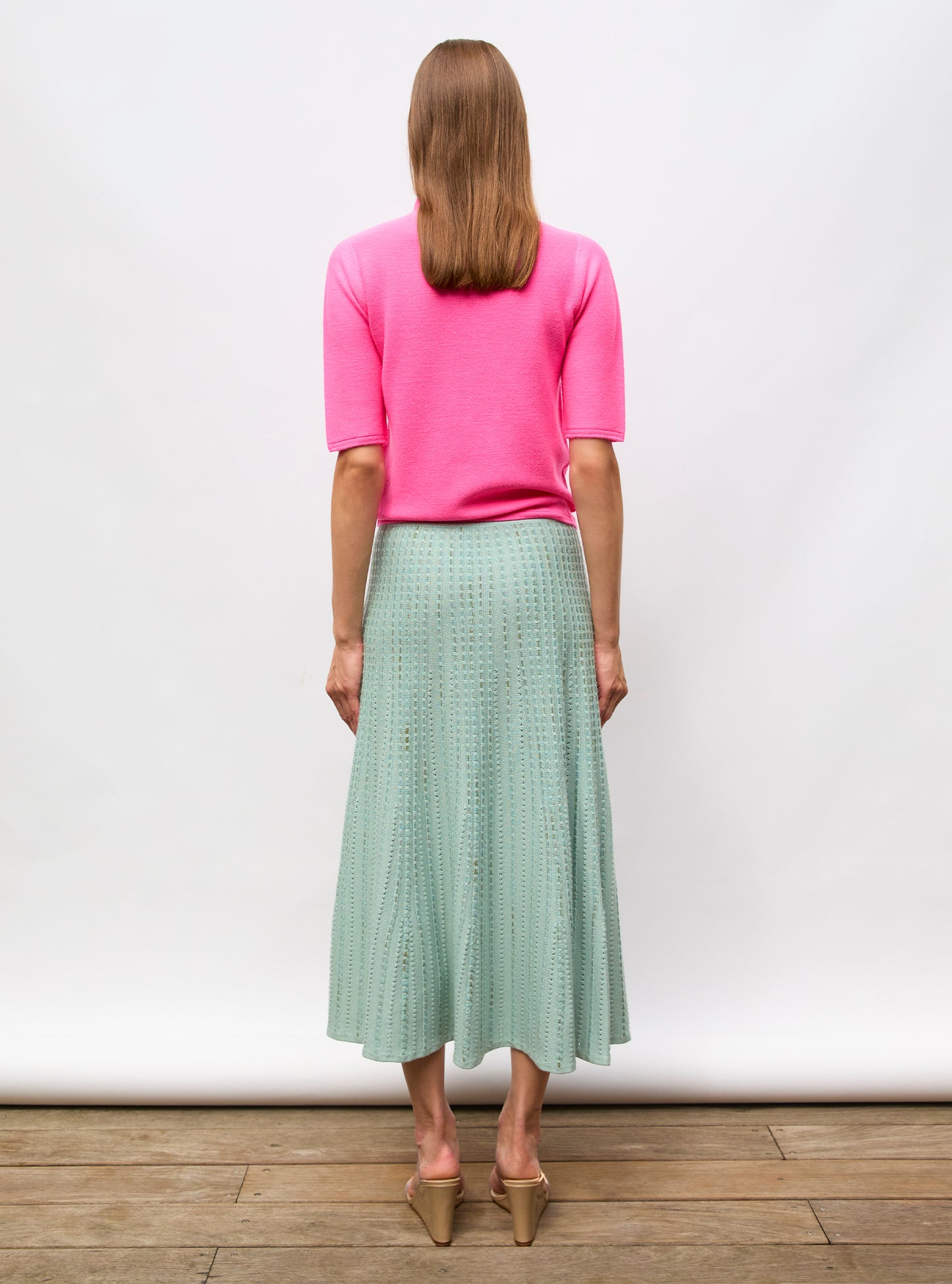 Top fin petit col montant Rose Fluo - Vêtement de luxe femme