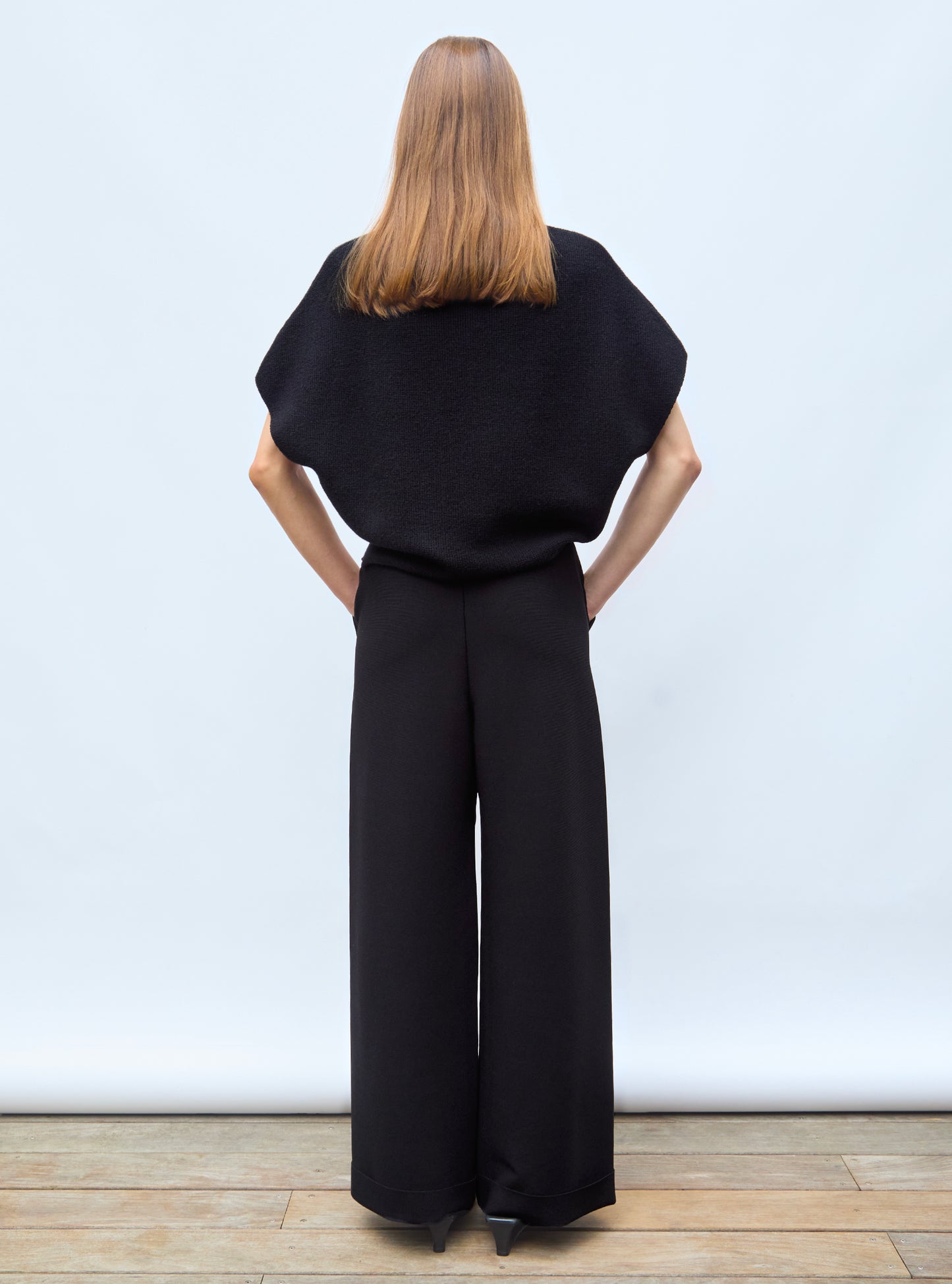 Top ample en maille moelleuse molli noir profond - Top de luxe femme