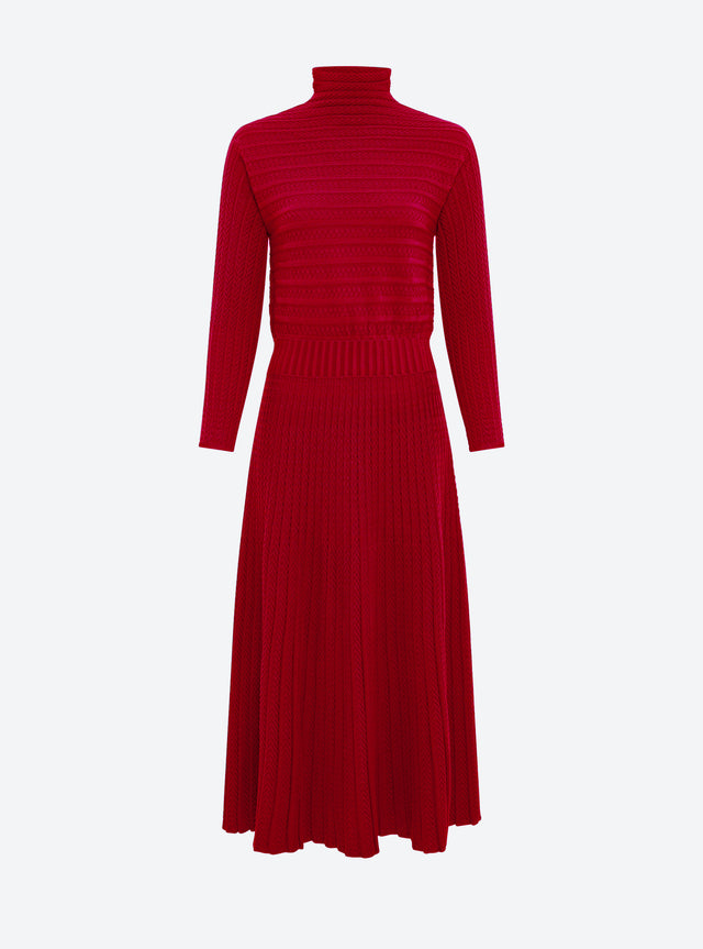 long pleated knit dress - Image principale