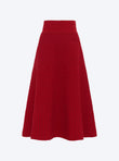 Smocked knit mid-length skirt