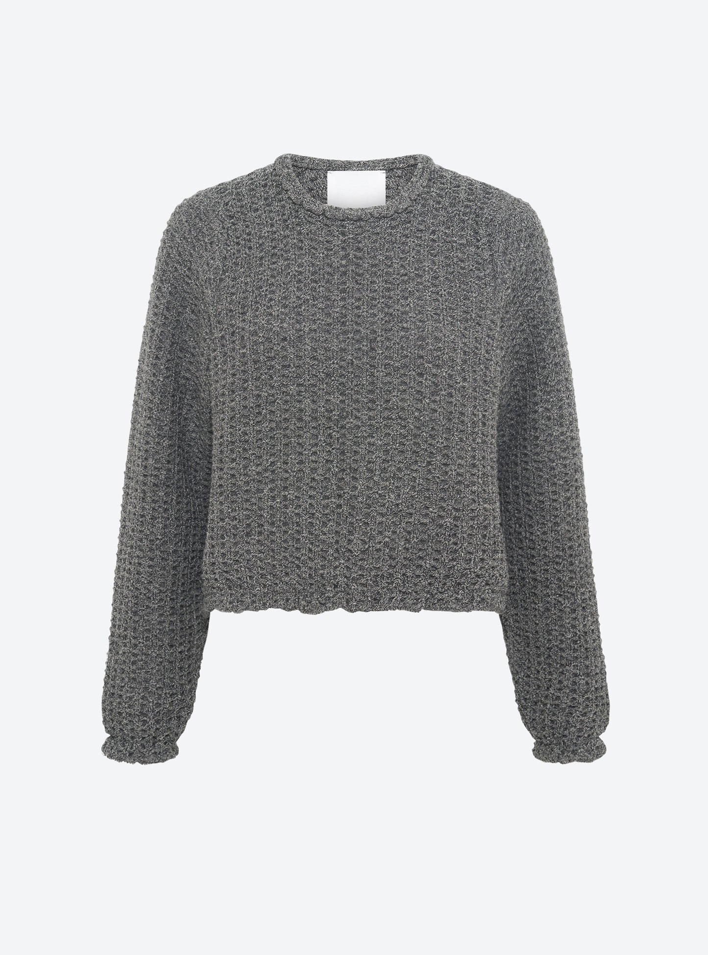 Top col rond maille tweedée Noir mouliné - Vêtement en maille de luxe Molli