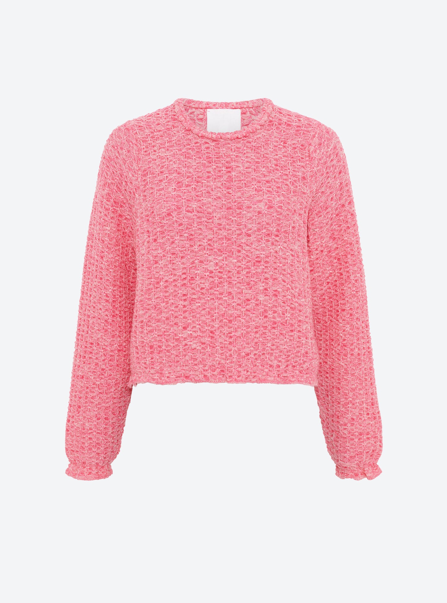Top col rond maille tweedée Rose mouliné - Vêtement en maille de luxe Molli