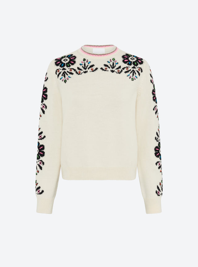 Top maille florale brodé main - Image principale