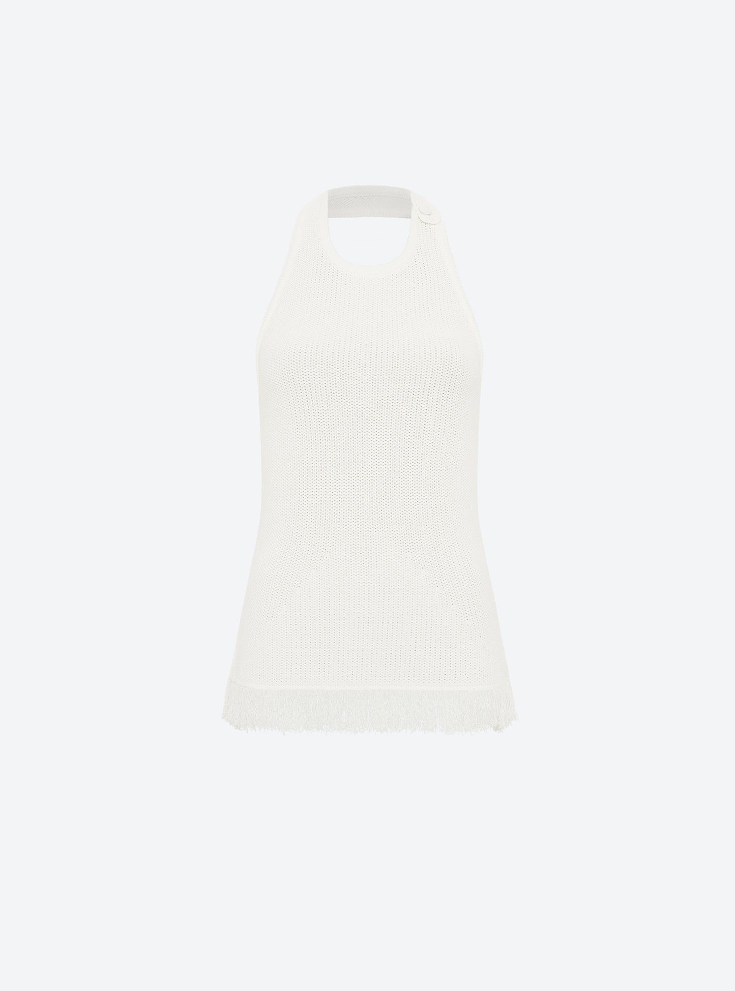 Top en maille de luxe Molli - Top maille à franges dos nu Naturel