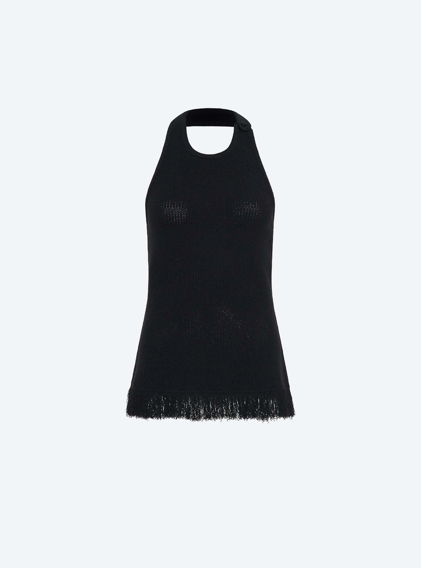 Top maille à franges dos nu Noir profond - Vêtement en maille de luxe Molli