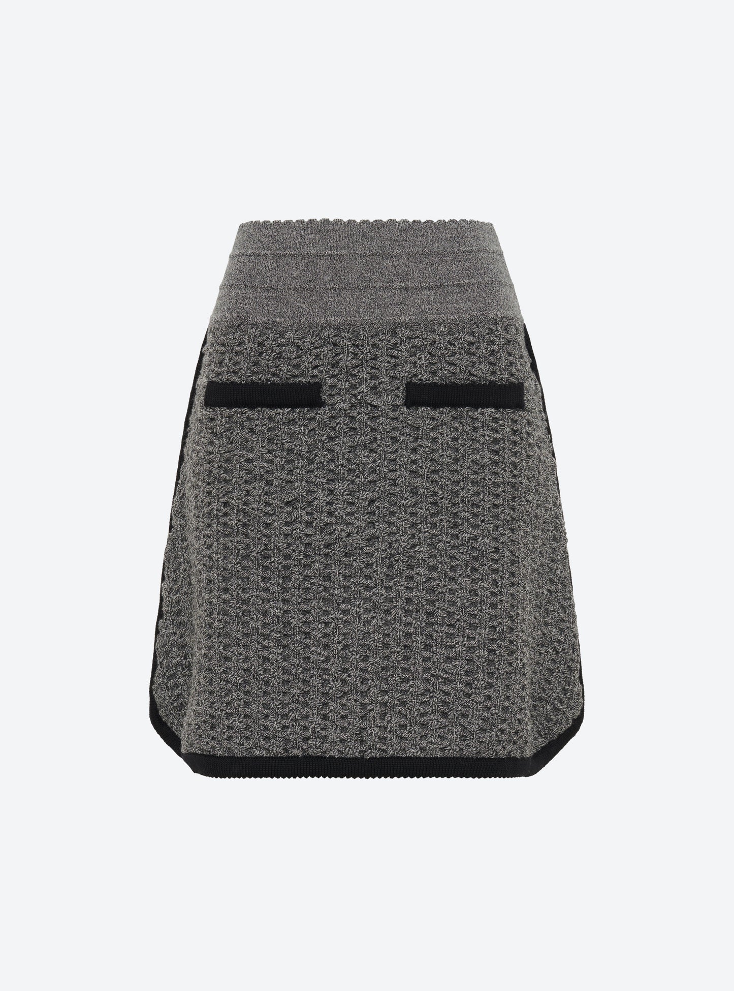 Jupe courte maille tweedée Noir mouliné - Vêtement en maille de luxe femme