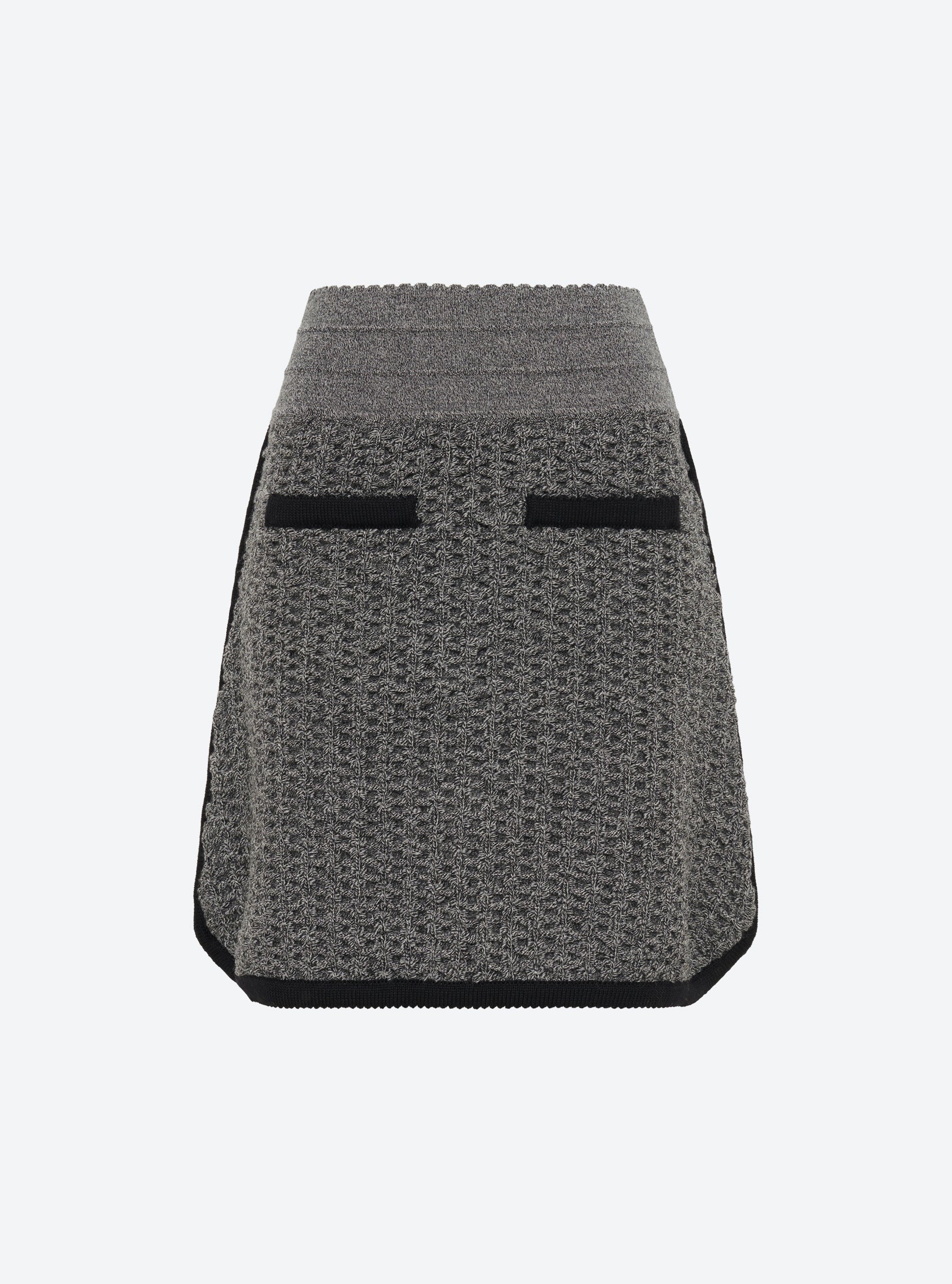 Jupe courte maille tweedée Noir mouliné - Vêtement en maille de luxe femme