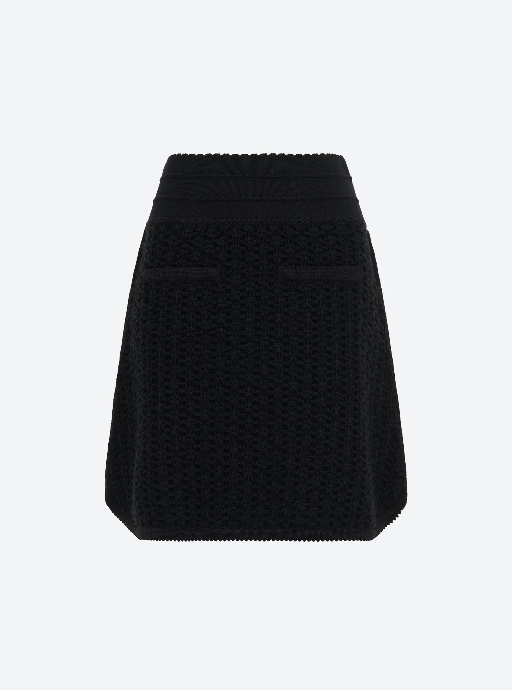 Jupe courte maille tweedée Noir profond - Vêtement en maille de luxe femme