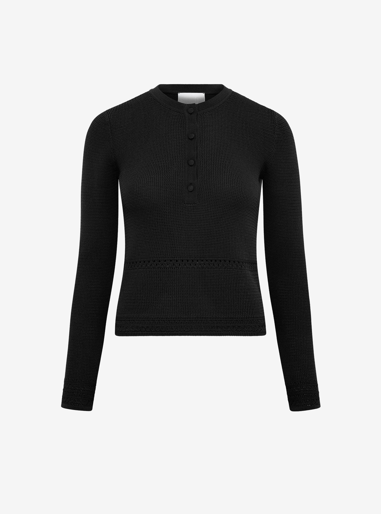 Top en maille de luxe Molli - Top couture maille résille noir profond