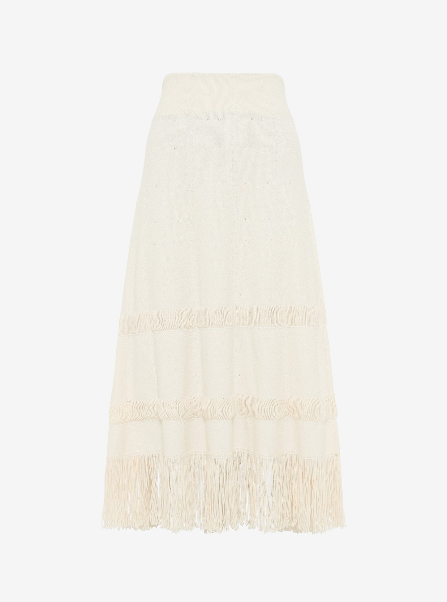 Jupe en maille de luxe Molli - Jupe crayon maille à franges naturel