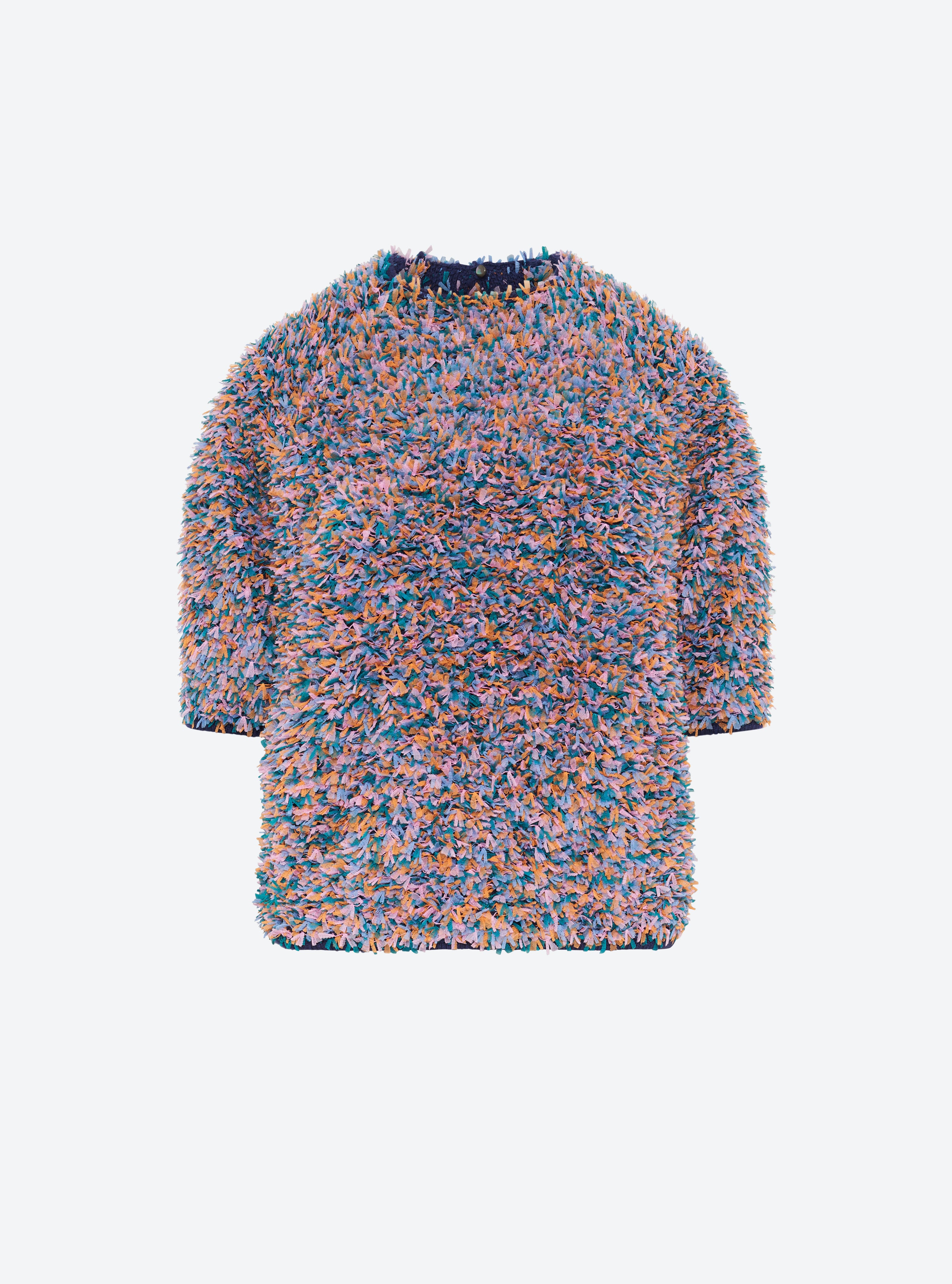 Top en maille de luxe Molli - Top plumetis manches coudes indigo-multi