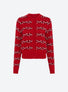 Cardigan jacquard fleurs Rouge garance - Vêtement de luxe femme