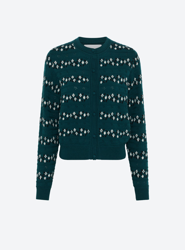 cardigan jacquard fleurs - Image principale