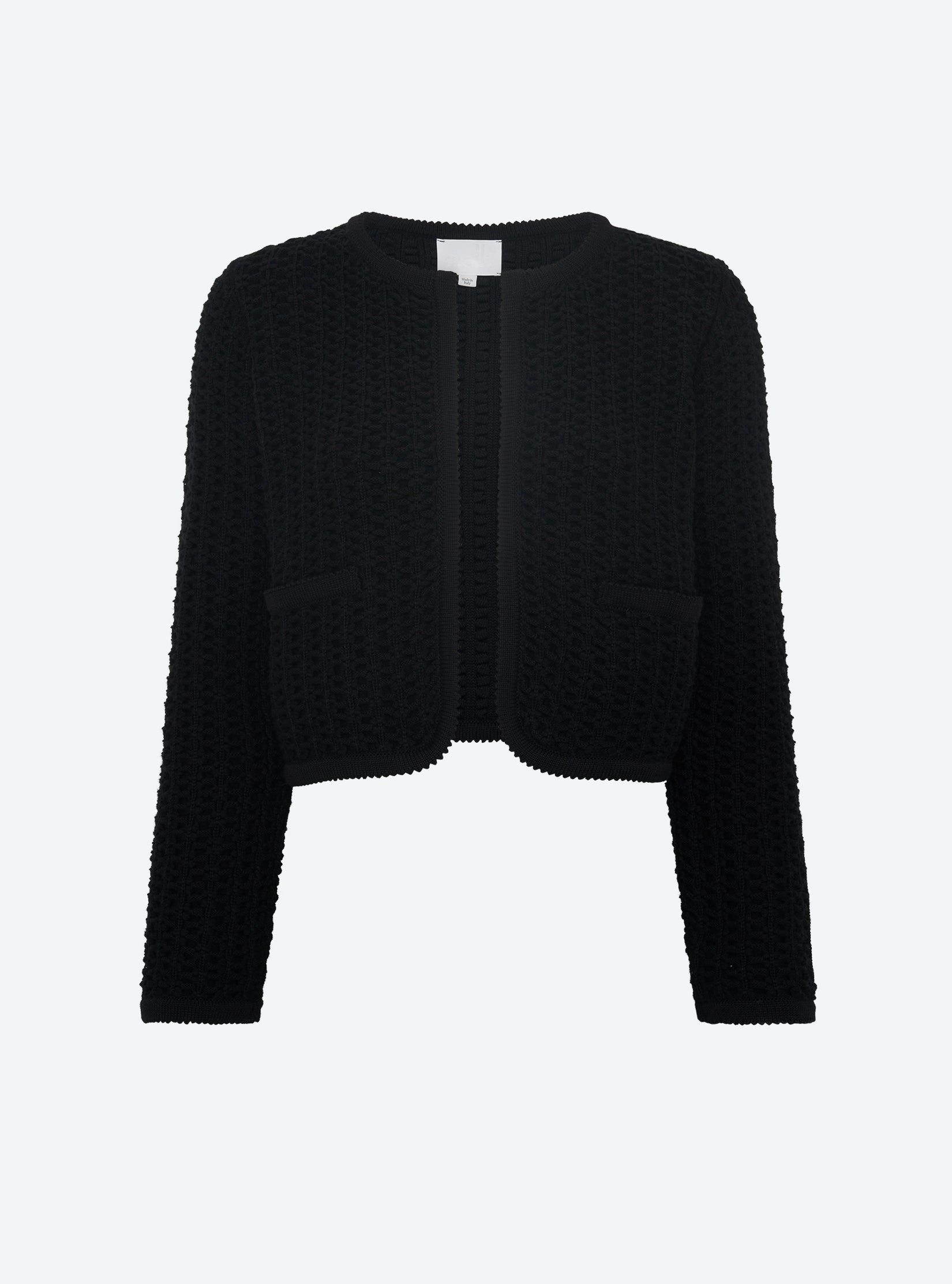 Tops de luxe femme - Veste courte maille tweedée Noir profond