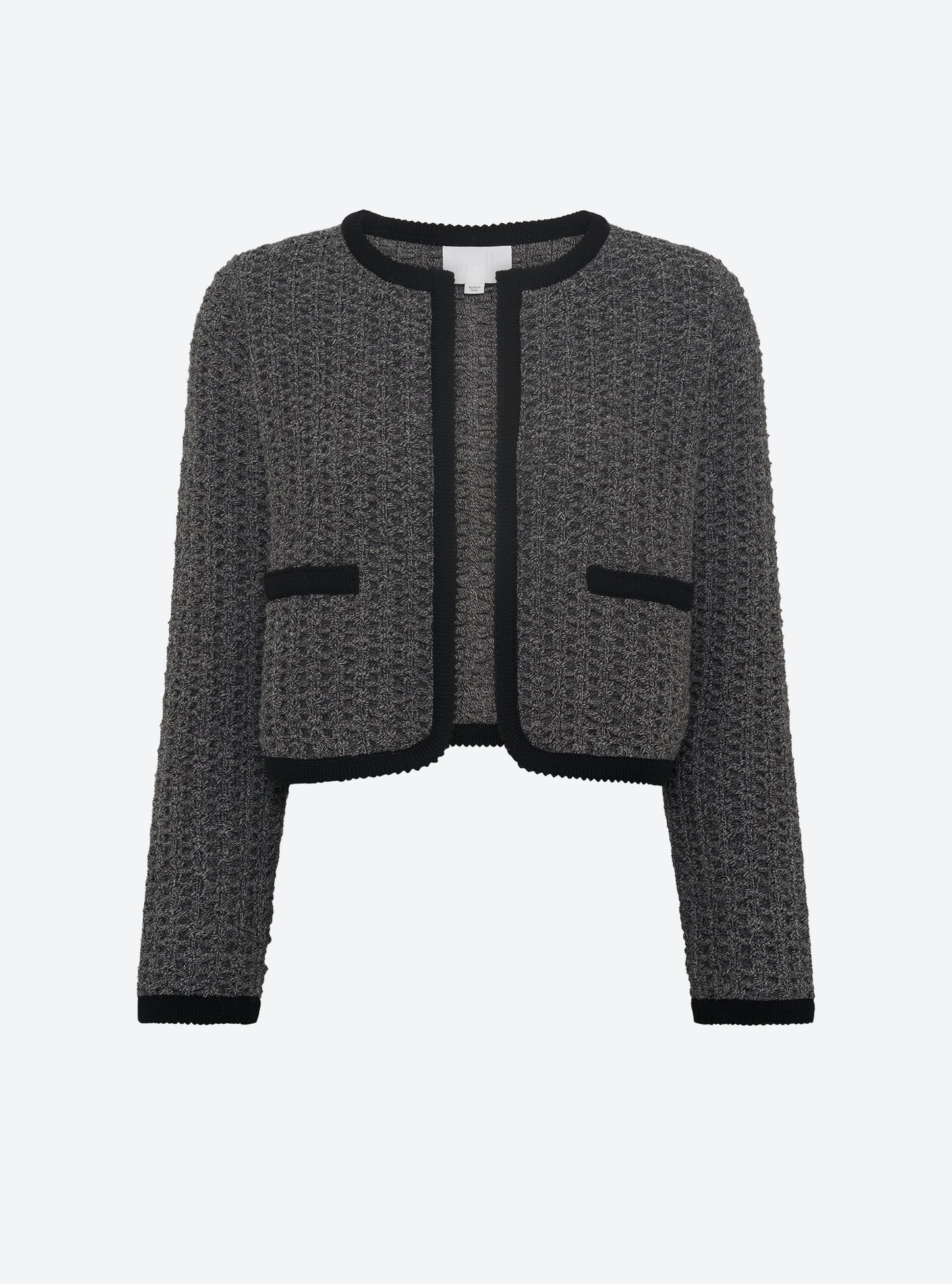 Veste en maille de luxe Molli - Veste courte maille tweedée noir mouliné