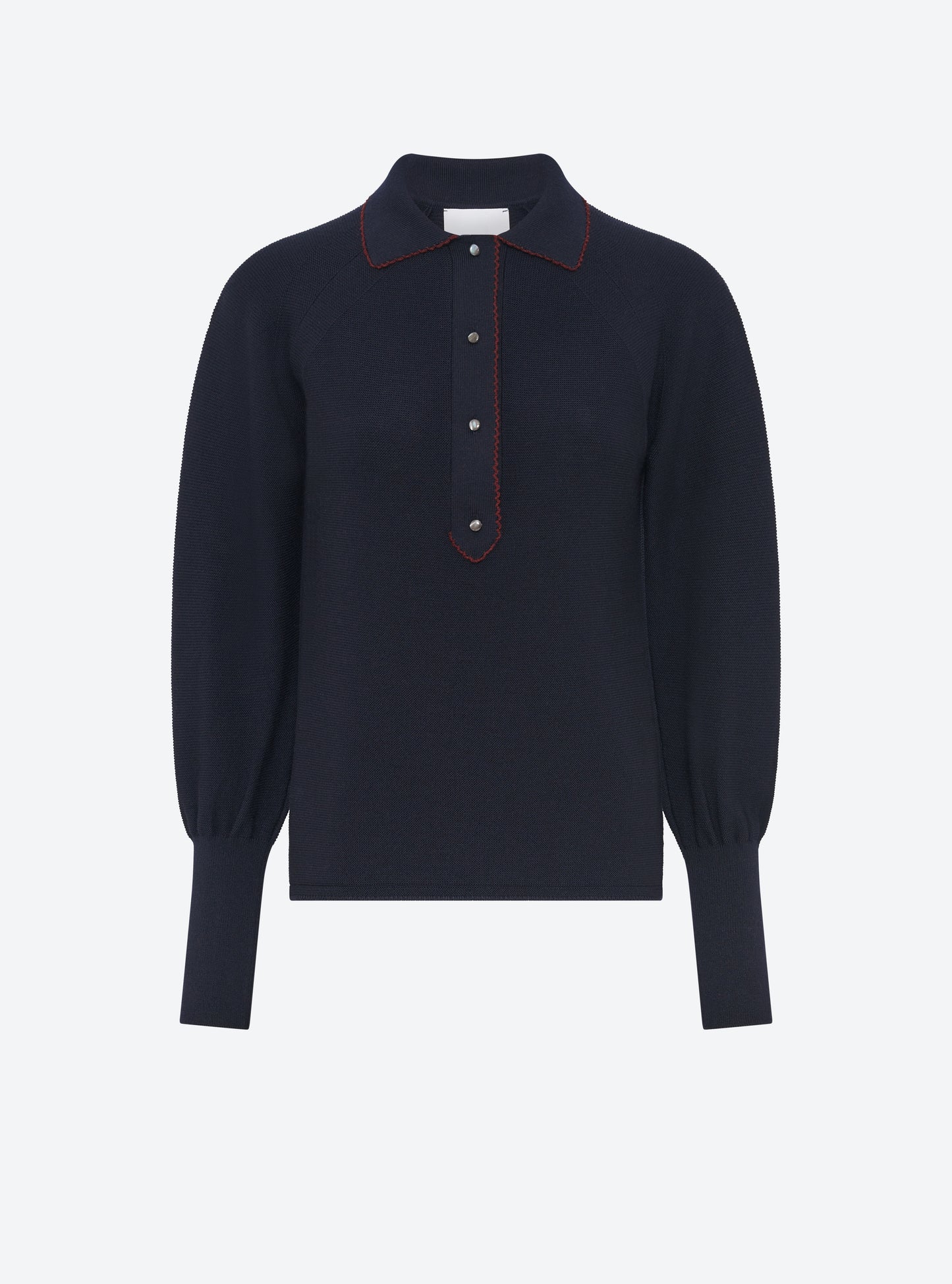 Polo en maille de luxe Molli - Polo fin finition picots nuit-amarante