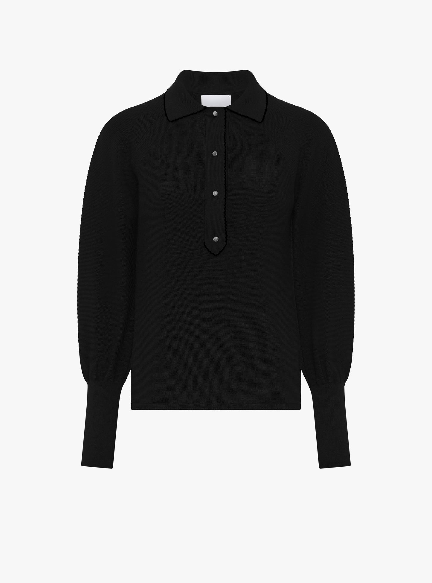 Chemise en maille de luxe Molli - Polo fin finition picots Noir profond