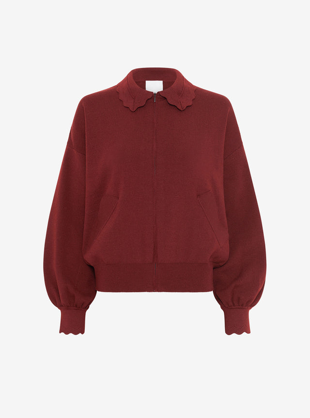 knit jacket rick-rack edged collar - Image principale