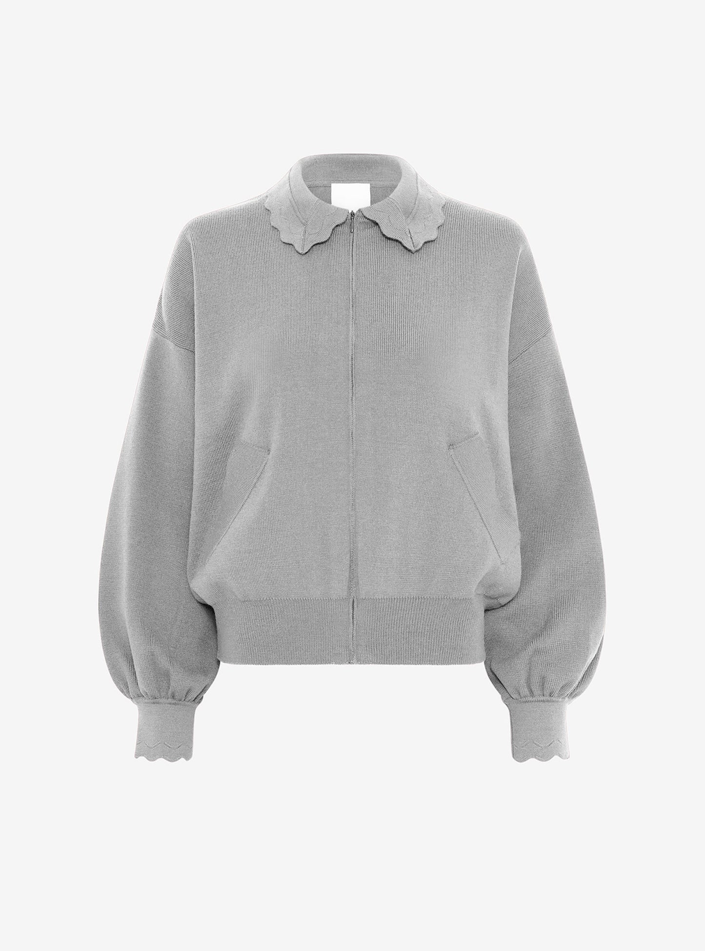 Veste en maille col croquet Gris souris - Vêtement de luxe femme