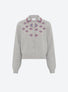Cardigan maille brodé main Gris souris - Vêtement de luxe femme